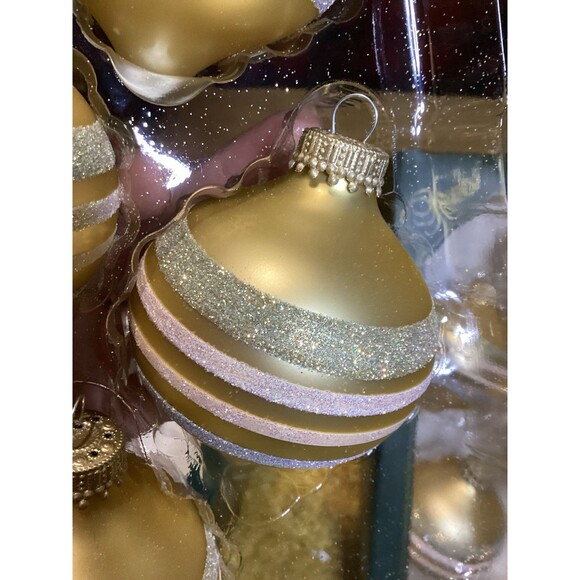 KREBS Glass Christmas Ornaments Tiffany Chiffon Balls Glitter Stripes 2 Boxes - Picture 10 of 10